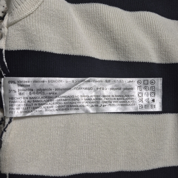Zara Striped Blue and Cream summer euro boho beach sweater Tank Knit Top medium - Picture 5 of 8